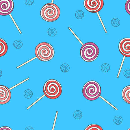 Colorful lollipops seamless pattern. Vector sweets background.のイラスト素材