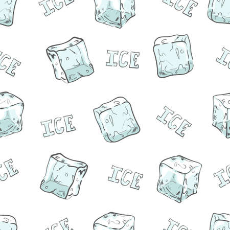 Ice cubes seamless pattern. Vector ice background.のイラスト素材
