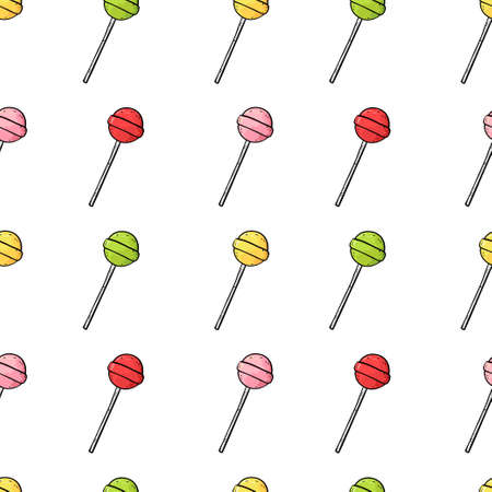 Colorful round lollipops seamless pattern. Vector sweets backgroundのイラスト素材