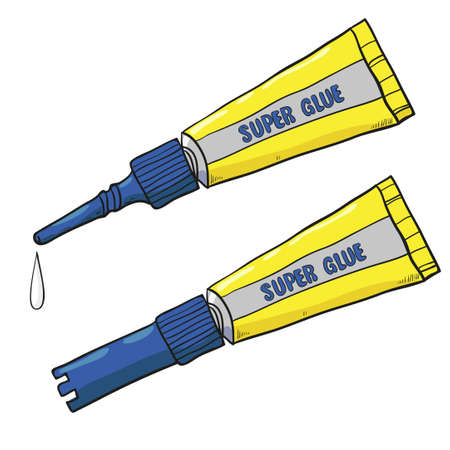 Cartoon super glue tubes isolated on white. Vector illustration.のイラスト素材