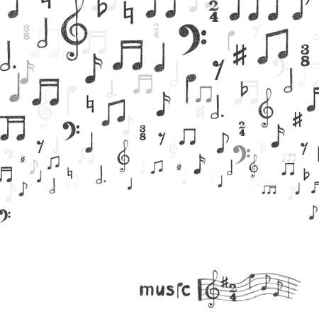 Hand drawn music notes background. Vector illustration.のイラスト素材