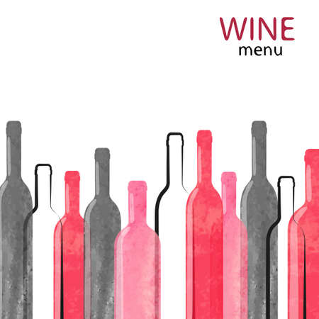 Abstract watercolor wine background with place for text. Vector illustration of wine bottles.のイラスト素材