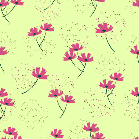 Abstract floral seamless pattern. Vector background with purple doodle flowers.のイラスト素材