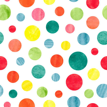 Seamless colorful dots pattern. Vector background with watercolor circles.のイラスト素材