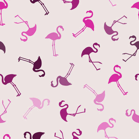 Flamingo seamless pattern in pink and purple colors. Vector background design with flamingos for wallpaper, fabric, textile.のイラスト素材