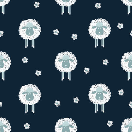 Cute sheep seamless pattern. Vector background for kidsのイラスト素材