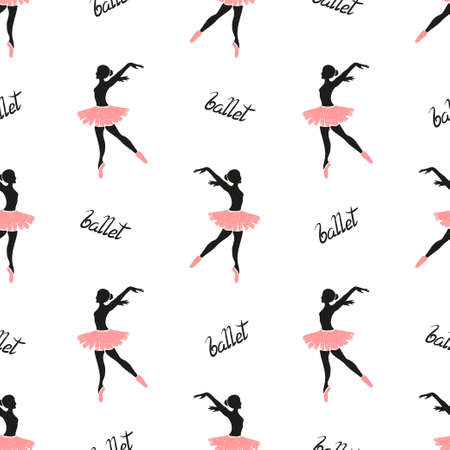 Ballet dancers seamless pattern. Vector background with ballerinas.のイラスト素材