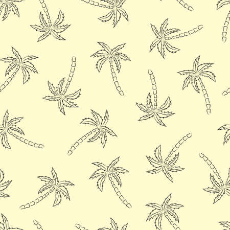 Palm trees silhouette print. Vector seamless pattern with tropical plants.のイラスト素材
