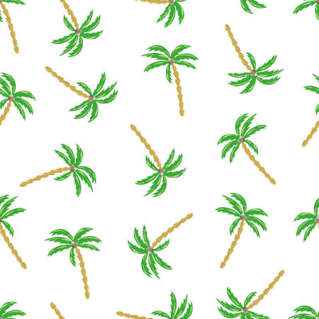 Seamless palm trees pattern. Vector illustration on a white background.のイラスト素材