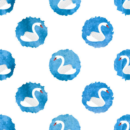 Beautiful white swans patternのイラスト素材