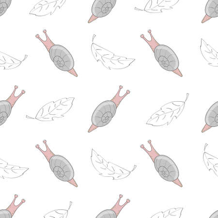 Seamless pattern with snail. Vector background.のイラスト素材