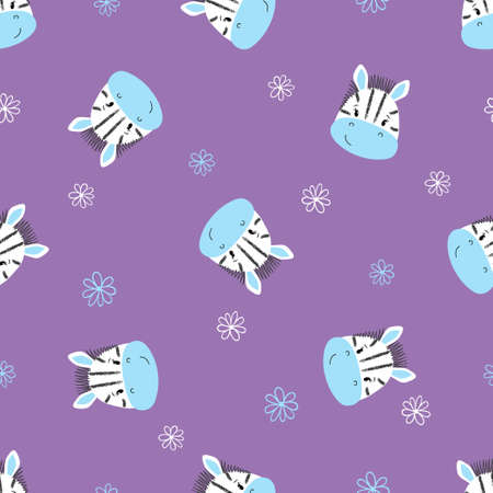 Seamless cute zebra pattern. Vector background for kids. Baby print.のイラスト素材