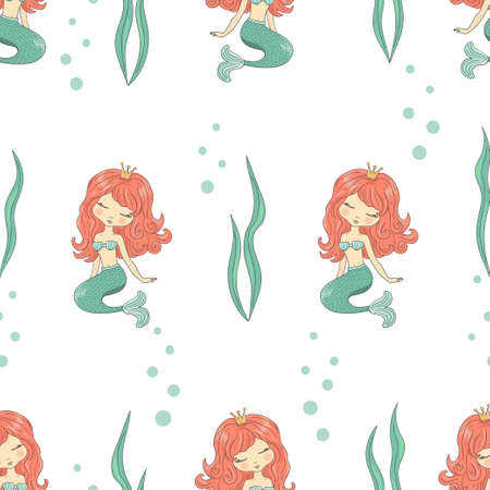Beautiful little mermaids pattern.のイラスト素材