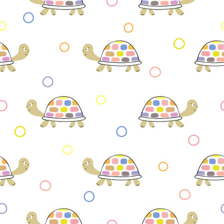 Green watercolor tortoise pattern.のイラスト素材