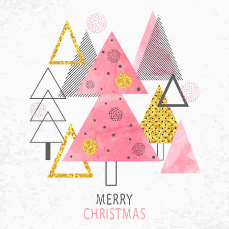 Merry Christmas card design in retro style.のイラスト素材