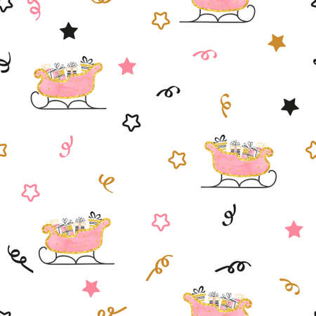 Christmas sleigh patternのイラスト素材