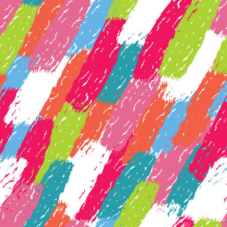 Seamless bright colorful abstract pattern with hand drawn brush strokes.のイラスト素材