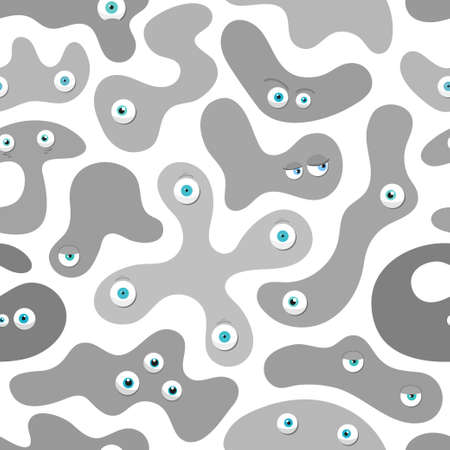 Abstract cute monsters pattern. Vector seamless backgroundのイラスト素材