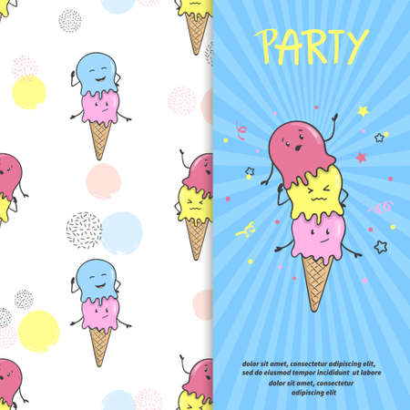 Vector of Ice cream party invitation or - ID:1-91933122 - Royalty Free ...
