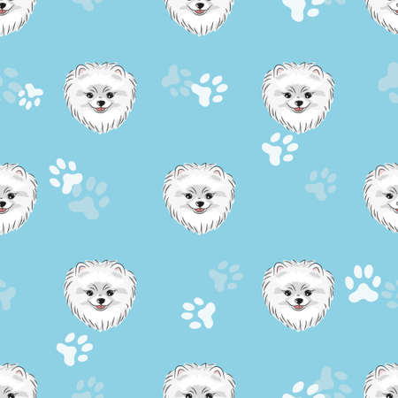 A Seamless pattern with cute pomeranian puppy Vector dogs background.のイラスト素材