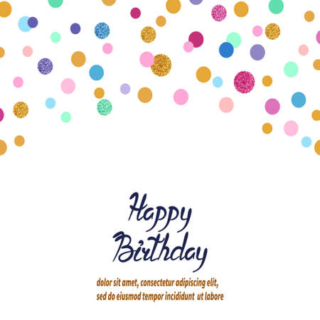 Colorful vector confetti background birthday greeting card design.のイラスト素材