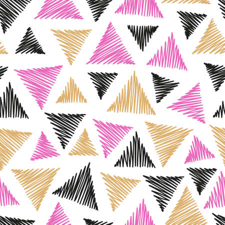 Seamless abstract pattern with hand drawn triangles.のイラスト素材
