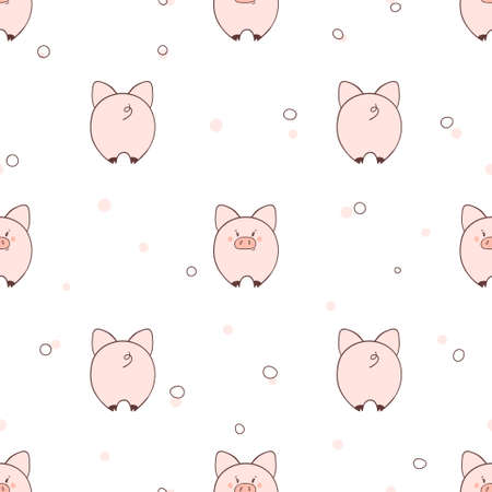 Seamless pattern with cute little pigs. Vector illustration for kids design.のイラスト素材