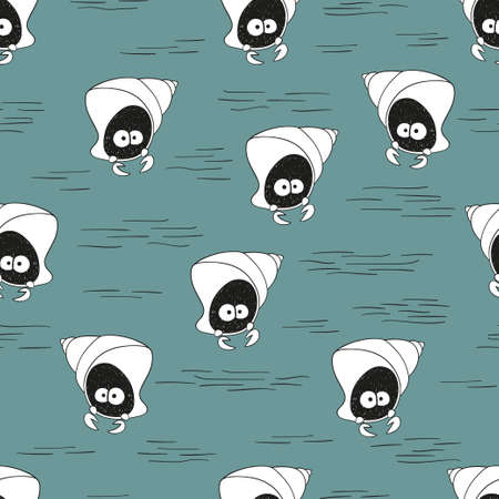 Seamless sea pattern with cute crab.のイラスト素材