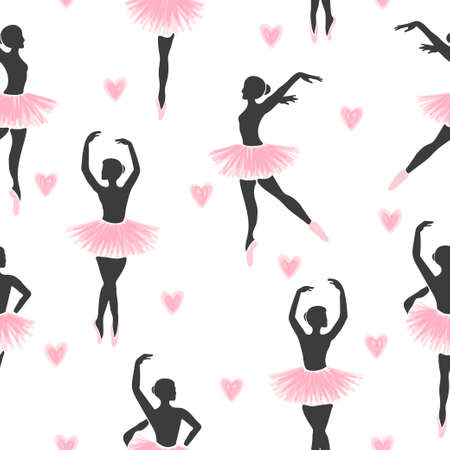 Seamless dancing ballerinas pattern. Vector illustration.のイラスト素材