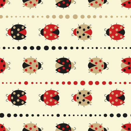 Seamless cute ladybug pattern. Vector background, textile, fabric design.のイラスト素材