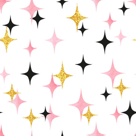 Seamless starburst pattern. Vector abstract stars backgroundのイラスト素材