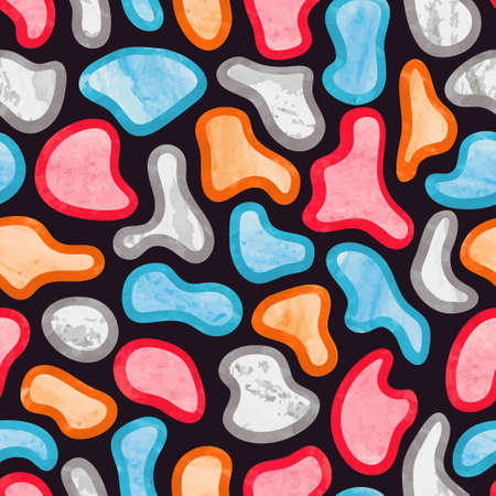 Seamless colorful watercolor pattern with abstract shapes. Vector mosaic background.のイラスト素材