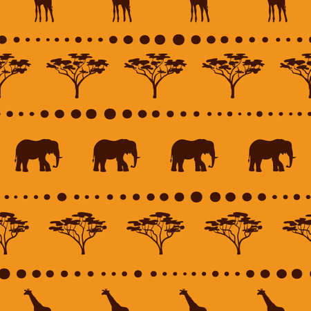 Seamless African pattern with animals. Vector illustrationのイラスト素材