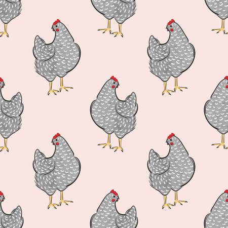 Seamless speckled hens pattern. Chicken bird farm background.のイラスト素材