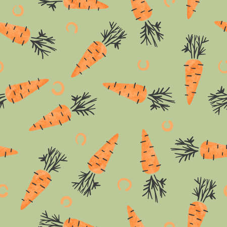 Seamless pattern with watercolor carrots. Vector organic food illustration.のイラスト素材