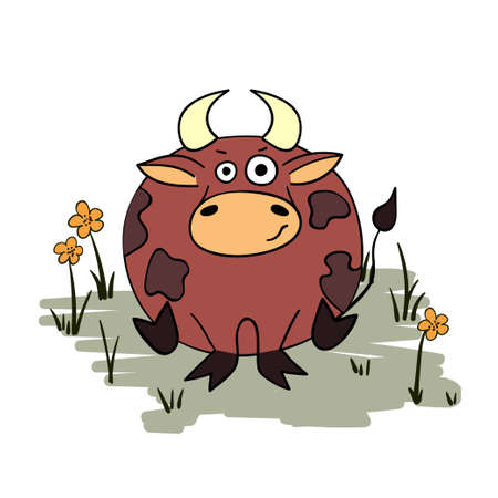 Cartoon bull. Vector illustration of cute ox.のイラスト素材