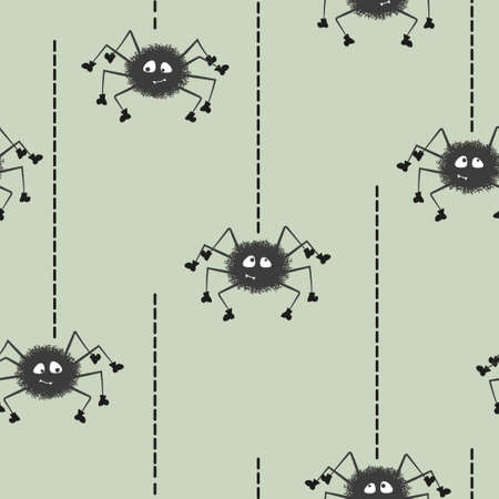Seamless cute spiders pattern. Halloween vector illustration.のイラスト素材