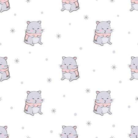 Cute little hamster seamless pattern. Baby print.のイラスト素材