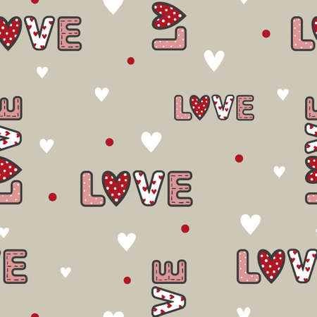 Seamless love pattern. Romantic vector lettering print.のイラスト素材