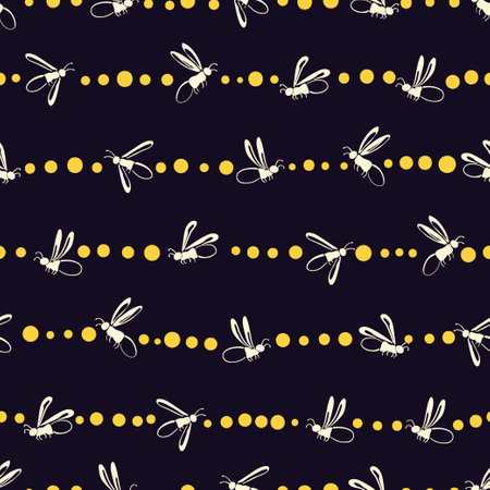 Seamless firefly pattern. Trendy textile, fabric designのイラスト素材