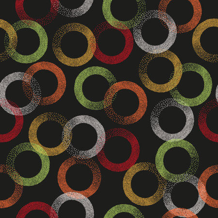 Seamless geometric colorful circles pattern. Abstract vector rings backgroundのイラスト素材