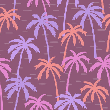 Seamless palm tree pattern. Vector colorful tropical backgroundのイラスト素材