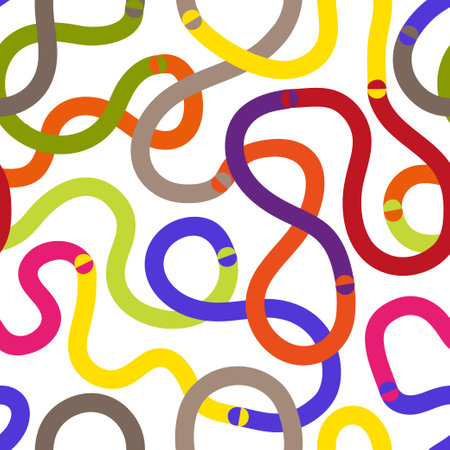 Colorful line seamless pattern. Vector fun background for kids in minimalist styleのイラスト素材