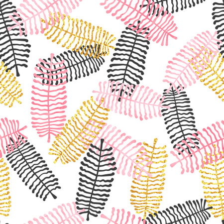 Abstract leaf pattern. Seamless tropical leaves vector backgroundのイラスト素材