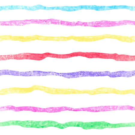 Horizontal colorful stripes seamless pattern. Striped vector background. Pencil drawing textureのイラスト素材