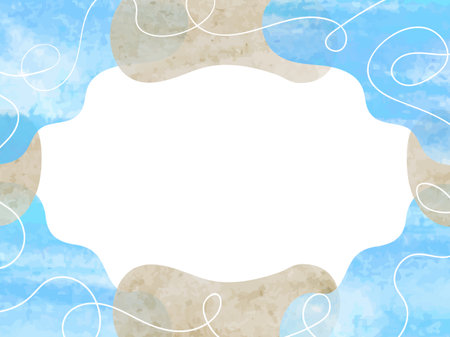 Blue watercolor frame. Abstract geometric vector backgroundのイラスト素材