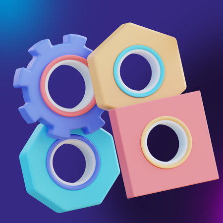 3D illustration of tool four types of gears 2の写真素材