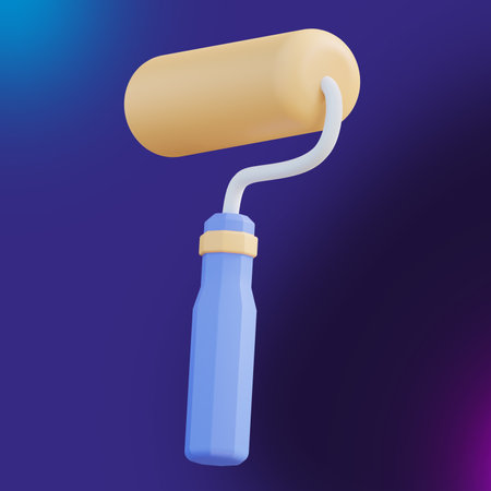 3d illustration of paint roller tool 3の写真素材