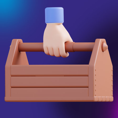 3d illustration tool and hand toolboxの写真素材
