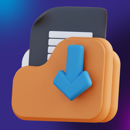 3D illustration of file management folder download 2の写真素材